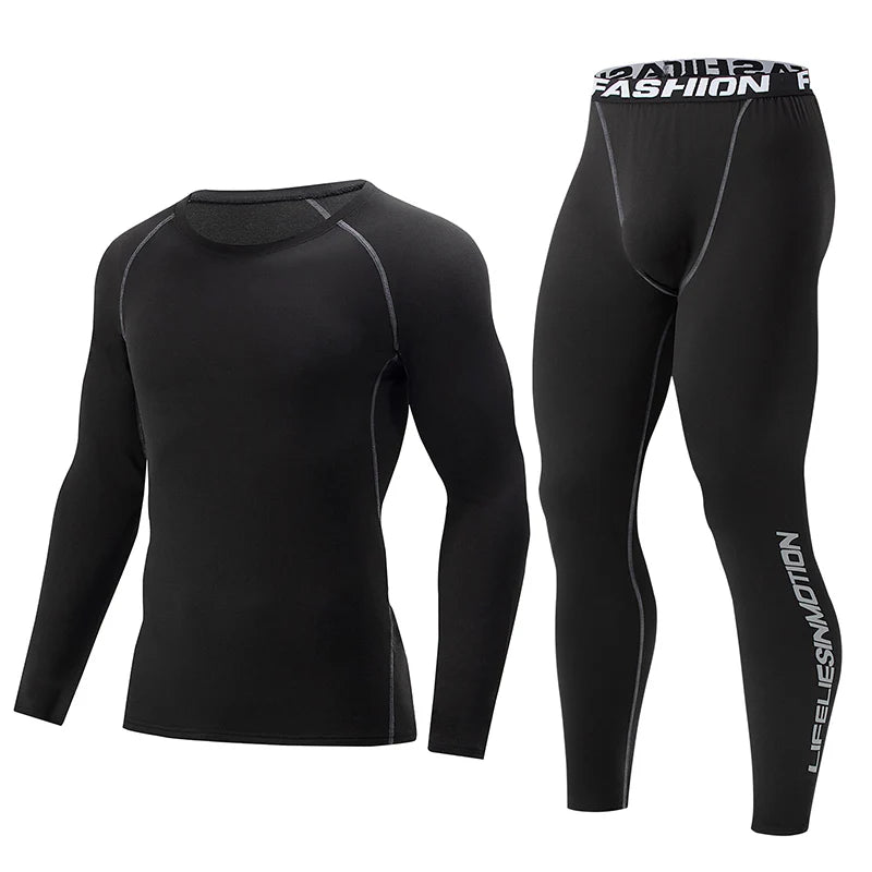 2 Pcs Spring And Autumn Men's Long-sleeved Trousers Sports Suit Fitness Running Jogging Bottoming Clothes License To Train Pants