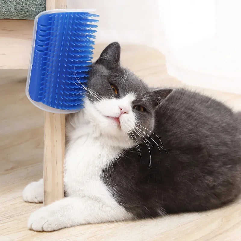 Cat Corner Brush Comb Massager for Cat Arch Plastic Scratcher Remove Hair Comb Grooming with Catnip Cat Self Cleaning Cat Supply
