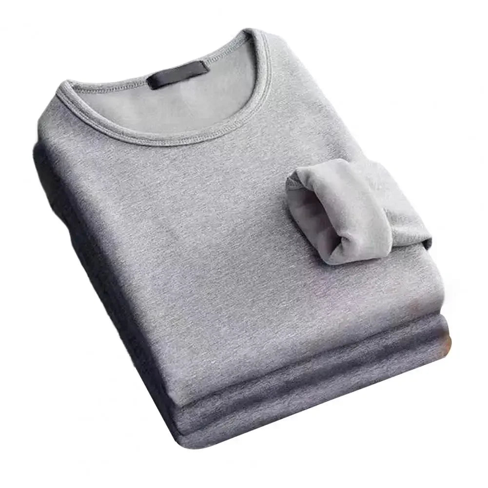 Winter Men Thickening Velvet Warm Tops Men's Long-sleeved Thermal Underwer Male Round Neck Fashion T-shirt