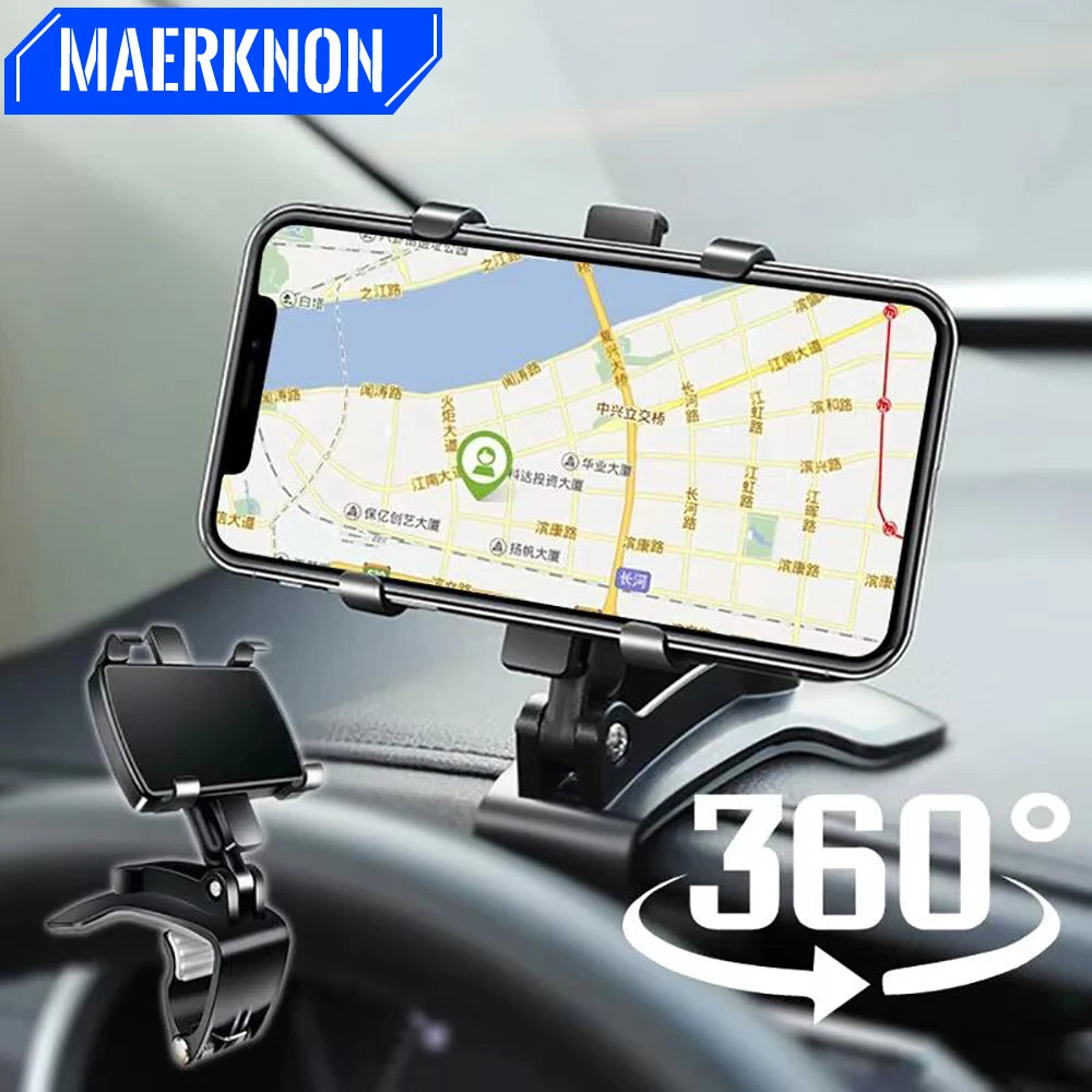 Support de téléphone universel pour tableau de bord de voiture 360 ° Support de voiture pour Smartphone rotatif, pour iPhone,