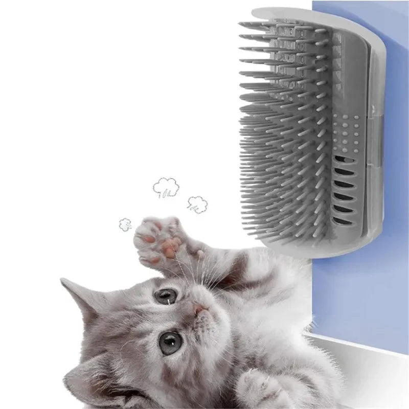 Cat Corner Brush Comb Massager for Cat Arch Plastic Scratcher Remove Hair Comb Grooming with Catnip Cat Self Cleaning Cat Supply