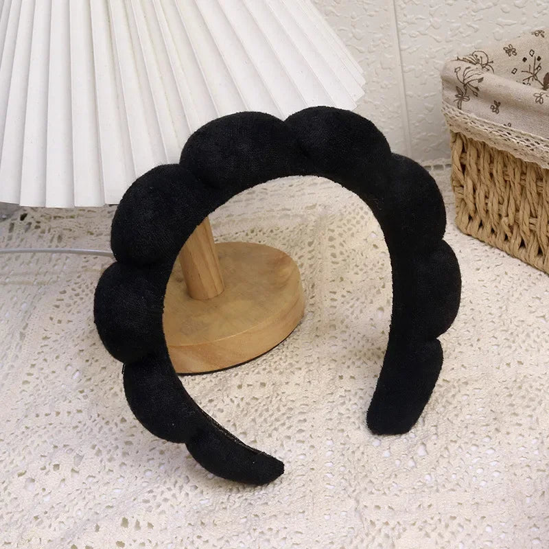 Fashion Microfiber Washing Wristbands Scrunchies Puffy Headband Spa Bubble Headband for Washing Face Makeup Shower Skincare
