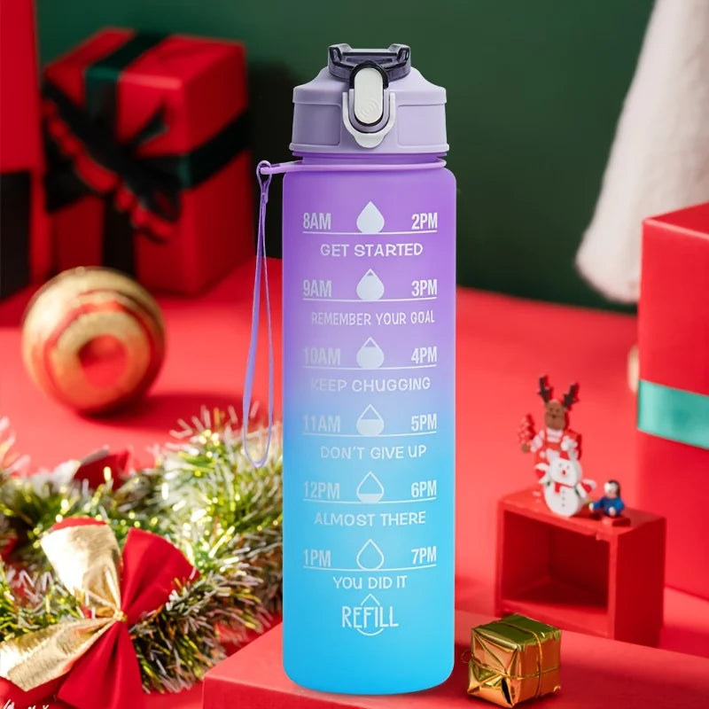 2l/900ml Water Bottle Liter Stay Hydrated Motivated Leakproof Plastic Sport Bottle Reminder Times Sports Outdoor Fitness Office