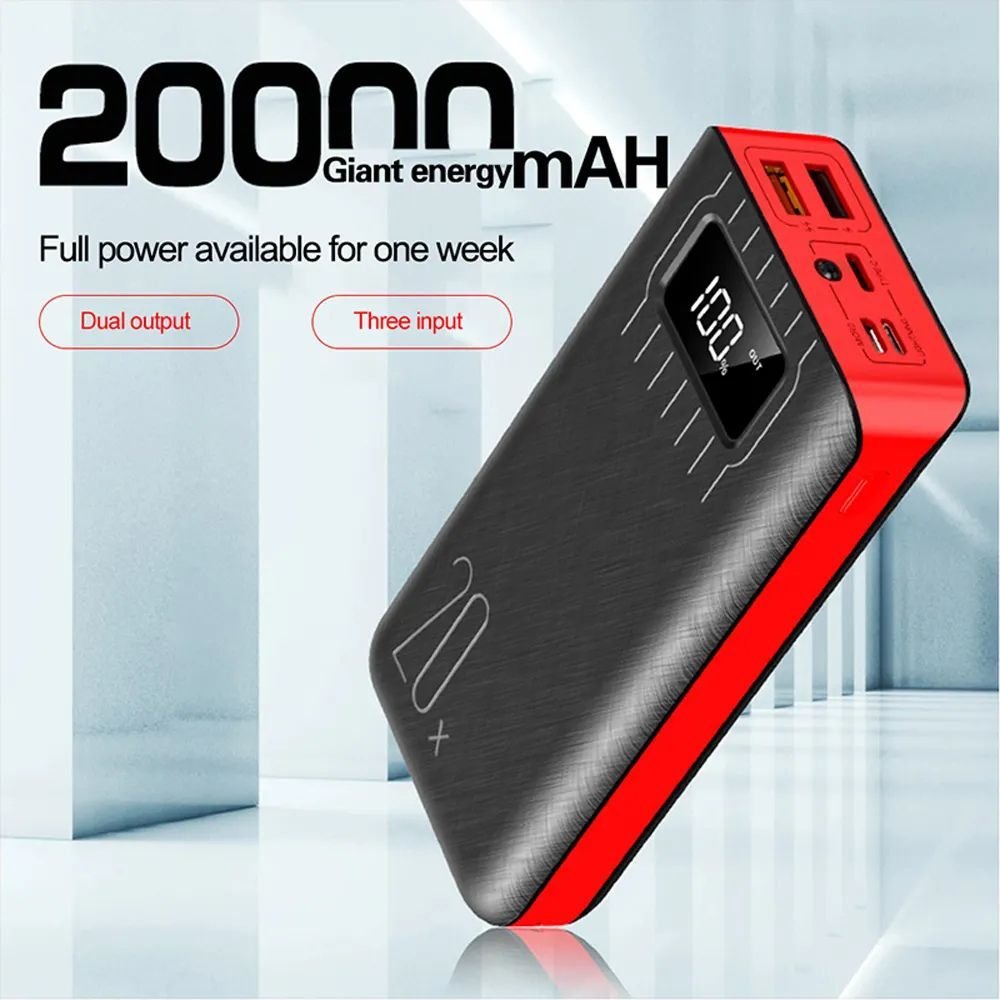 20000mAh External Battery Power Bank Dual USB With LED Flashlight - Transpire