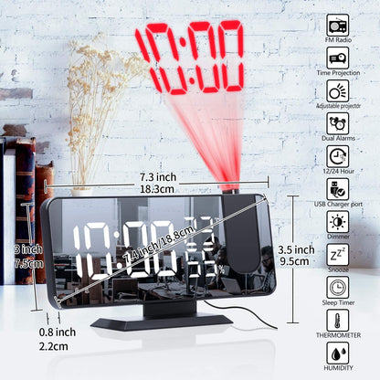 LED Projection Digital Alarm Clock Phone Charger - Transpire