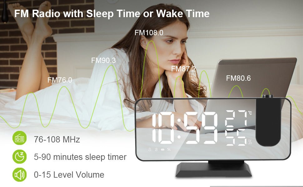 LED Projection Digital Alarm Clock Phone Charger - Transpire