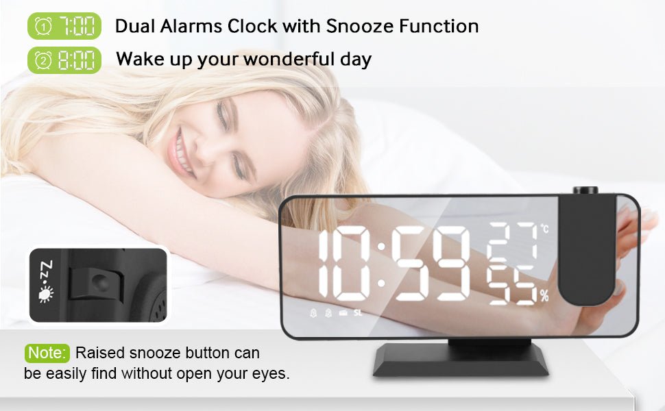 LED Projection Digital Alarm Clock Phone Charger - Transpire