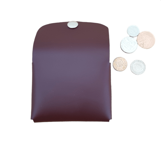 Handmade Leather Simple Coin Purse - Marsala Red - Transpire