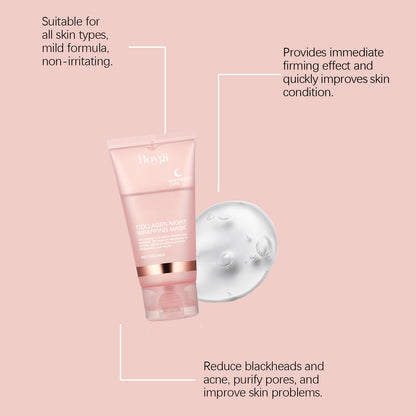Collagen Overnight Wrapping Peel Off Facial Mask Set Korean Collagen Night Wrapping Mask Deeply Hydrates Night Care Mask Cream