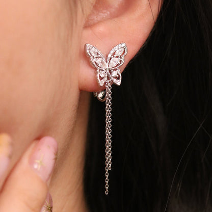 Butterfly Drop Clip On Earrings - Transpire