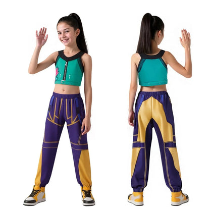 KPOP Demon Mira Huntrix Hunters Kids Clothes Girls Rumi Zoey Mira Cosplay Clothes Elegant Dress Anime Outfit Full Set Halloween