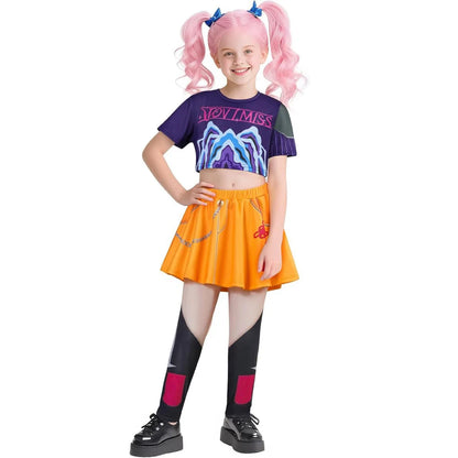 KPOP Demon Mira Huntrix Hunters Kids Clothes Girls Rumi Zoey Mira Cosplay Clothes Elegant Dress Anime Outfit Full Set Halloween