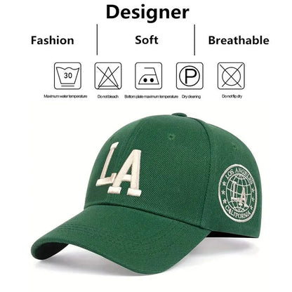Unisex LA Letter Embroidery Snapback Baseball Caps Spring and Autumn Outdoor Adjustable Casual Hats Sunscreen Hat