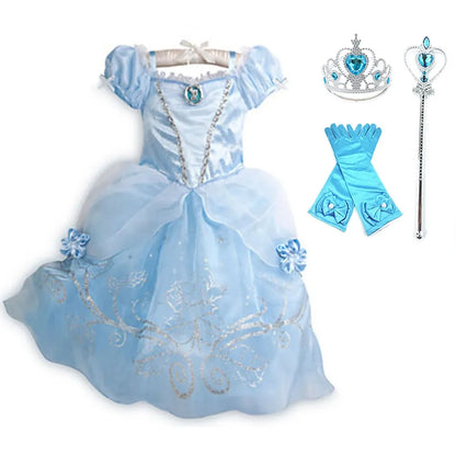 Children Princess Costume Party Fancy Flower Vestido New 2024 Christmas Birthday Carnival Dress Up Rapunzel Belle Disguise Frock