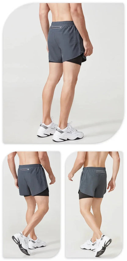 Men's Running Shorts 2025 New Release Gym Fitness 2-in-1 Exercise Summer Quick Dry Trendy Personalized Running Shorts