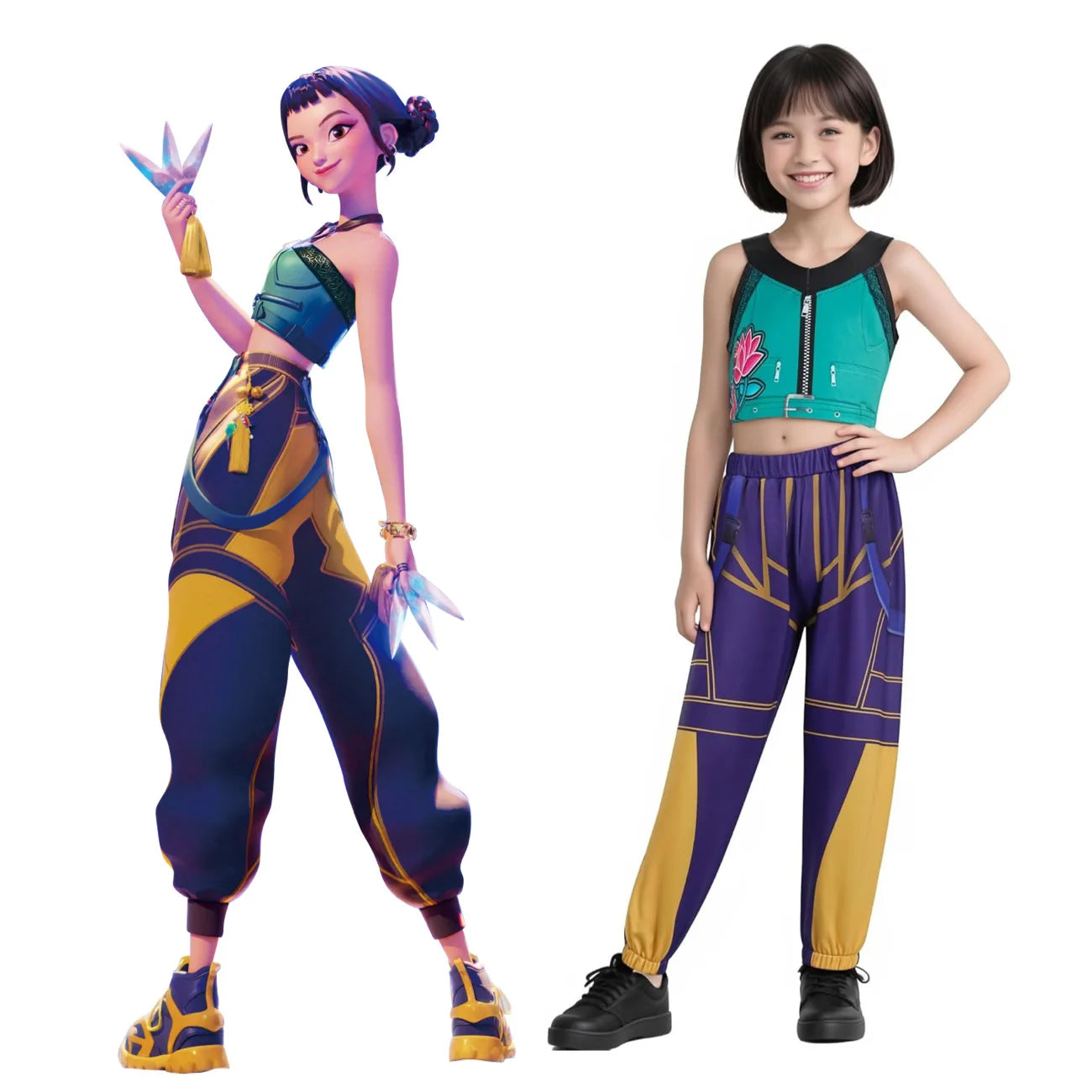 KPOP Demon Mira Huntrix Hunters Kids Clothes Girls Rumi Zoey Mira Cosplay Clothes Elegant Dress Anime Outfit Full Set Halloween