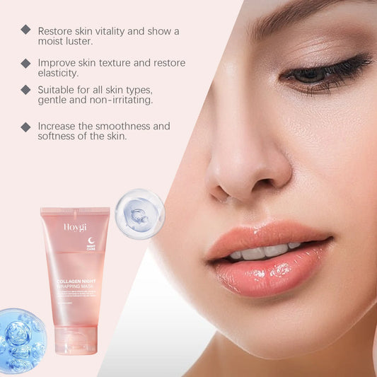 Hydrolyzed Collagen Overnight Facial Mask Wrapping Peel-Off Mask Hydrating Firming Mask for Elasticity Reduces Sagging Dullness