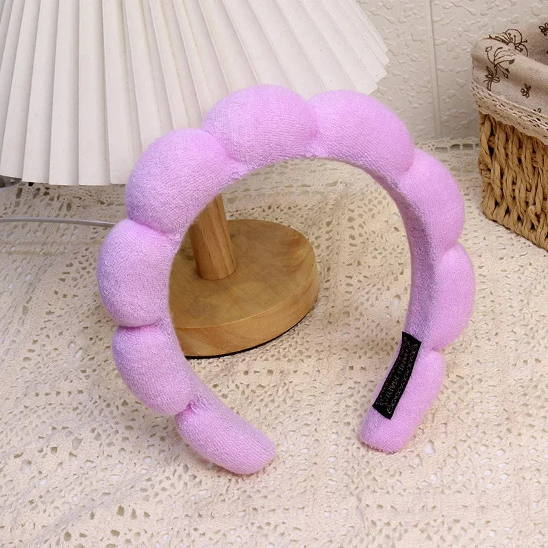 Fashion Microfiber Washing Wristbands Scrunchies Puffy Headband Spa Bubble Headband for Washing Face Makeup Shower Skincare