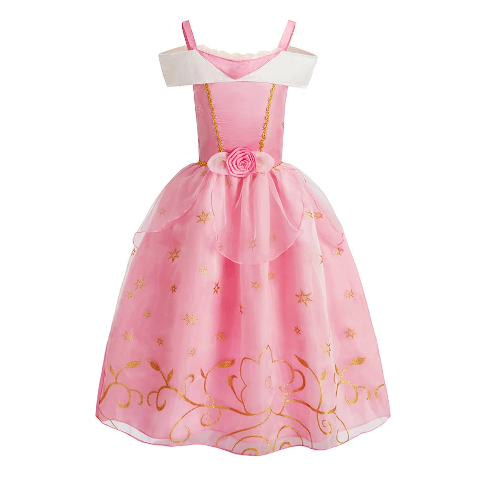 Children Princess Costume Party Fancy Flower Vestido New 2024 Christmas Birthday Carnival Dress Up Rapunzel Belle Disguise Frock