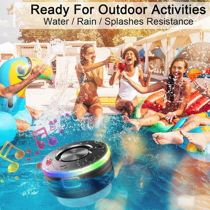 Waterproof Wireless Speaker with Suction Cup/RGB Light Bluetooth-Compatible 5.2 Hands-Free Call/FM Radio for Bathroom Sing-Along