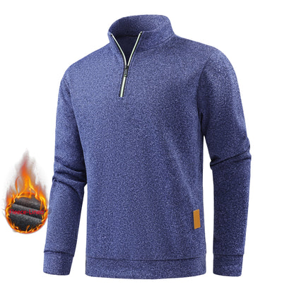 Autumn men's half-zip sweatshirts, long-sleeved solid color pullovers, turtlenecks, streetwear, winter warm jackets, sports coat