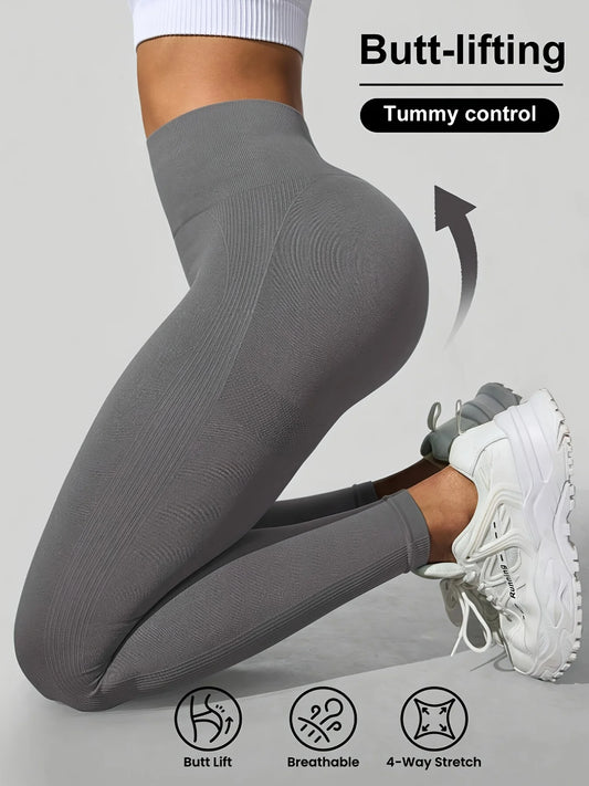 CZGUKE Women's seamless gym yoga pants high waist peach hip solid color tight fitting sports pants yoga cycling sports pants