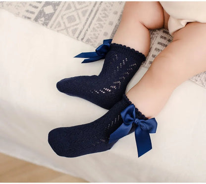Children's Spring/Summer Thin Breathable Bow Children Girl Short Socks Hollow Out Toddlers Kids Cotton Princess Cute Socks