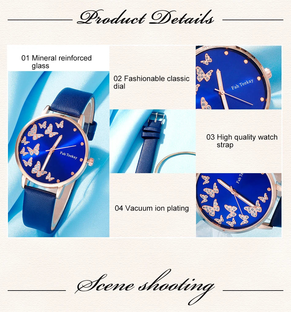 Women's Fashion Quartz Watch Bracelet For Women Casual Fashion Round Simple Watch Dainty Wheat Bracelet Set Clock Montre Femme