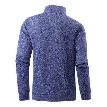 Autumn men's half-zip sweatshirts, long-sleeved solid color pullovers, turtlenecks, streetwear, winter warm jackets, sports coat