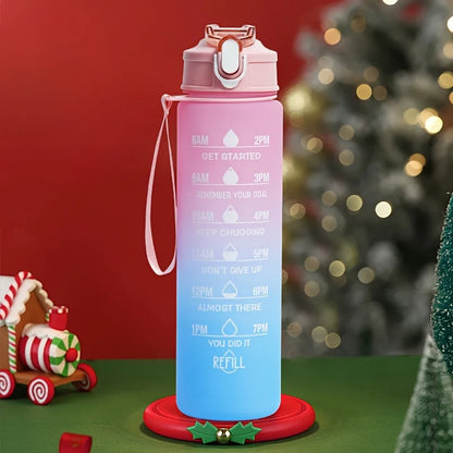 2l/900ml Water Bottle Liter Stay Hydrated Motivated Leakproof Plastic Sport Bottle Reminder Times Sports Outdoor Fitness Office