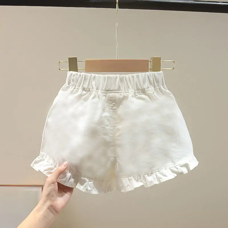 2024 Summer Girls Clothes Children Outwear Shorts With Ruffle Toddler Girl Cool Thin Denim Trousers