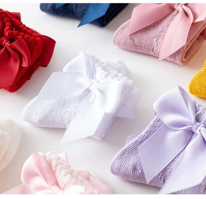 Children's Spring/Summer Thin Breathable Bow Children Girl Short Socks Hollow Out Toddlers Kids Cotton Princess Cute Socks