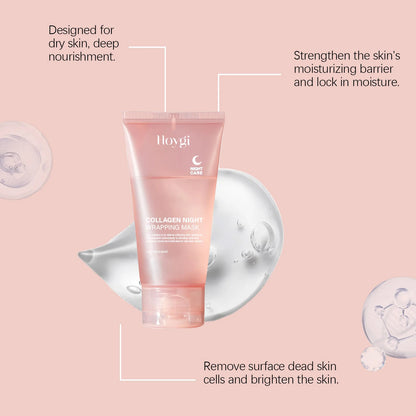 Hydrolyzed Collagen Overnight Facial Mask Wrapping Peel-Off Mask Hydrating Firming Mask for Elasticity Reduces Sagging Dullness
