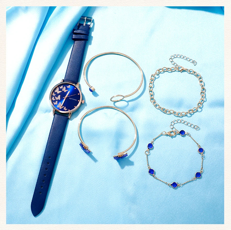 Women's Fashion Quartz Watch Bracelet For Women Casual Fashion Round Simple Watch Dainty Wheat Bracelet Set Clock Montre Femme