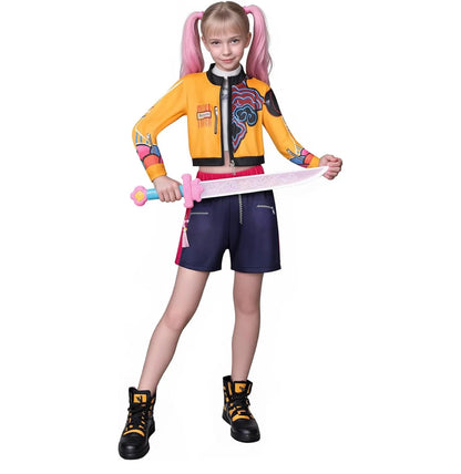 KPOP Demon Mira Huntrix Hunters Kids Clothes Girls Rumi Zoey Mira Cosplay Clothes Elegant Dress Anime Outfit Full Set Halloween