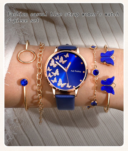 Women's Fashion Quartz Watch Bracelet For Women Casual Fashion Round Simple Watch Dainty Wheat Bracelet Set Clock Montre Femme