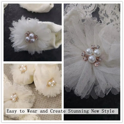 Cute Pearl Bows Baby Headband Socks Set Non Slip Cotton Sock Lace Flower Newborn Hair Band Turban Girl Hair Accessories