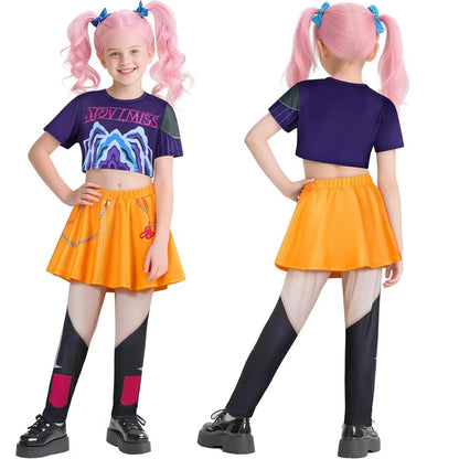 KPOP Demon Mira Huntrix Hunters Kids Clothes Girls Rumi Zoey Mira Cosplay Clothes Elegant Dress Anime Outfit Full Set Halloween