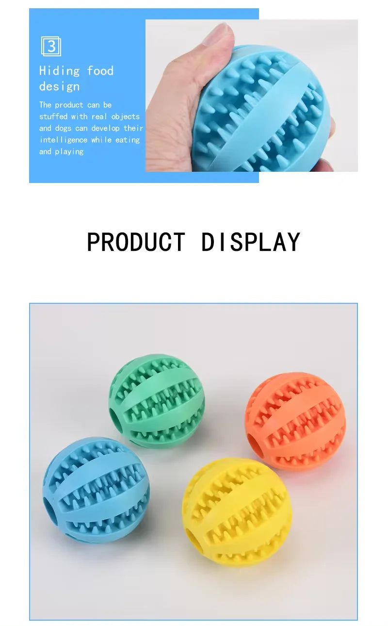 Dog Toy Ball, Nontoxic Bite Resistant Toy Ball for Pet Dogs Puppy Cat, Dog Pet Food Treat Feeder Chew Tooth Cleaning Ball