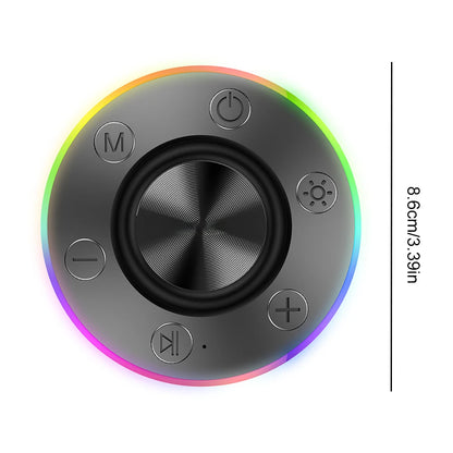 Waterproof Wireless Speaker with Suction Cup/RGB Light Bluetooth-Compatible 5.2 Hands-Free Call/FM Radio for Bathroom Sing-Along