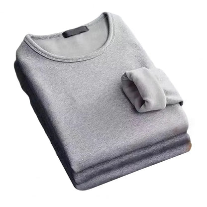 Winter Men Thickening Velvet Warm Tops Men's Long-sleeved Thermal Underwer Male Round Neck Fashion T-shirt