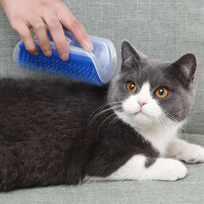 Cat Corner Brush Comb Massager for Cat Arch Plastic Scratcher Remove Hair Comb Grooming with Catnip Cat Self Cleaning Cat Supply