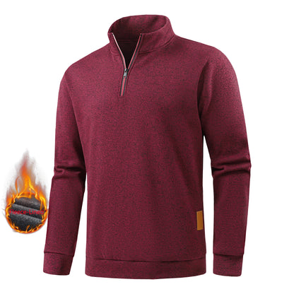 Autumn men's half-zip sweatshirts, long-sleeved solid color pullovers, turtlenecks, streetwear, winter warm jackets, sports coat
