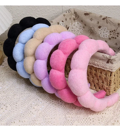 Fashion Microfiber Washing Wristbands Scrunchies Puffy Headband Spa Bubble Headband for Washing Face Makeup Shower Skincare