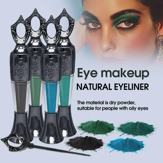Powder Eyeliner 100% Natural Powder Long-Lasting Eyeliner Arabic Liner (Black/Green) Eyeliner For Middle Eastern Africa Women