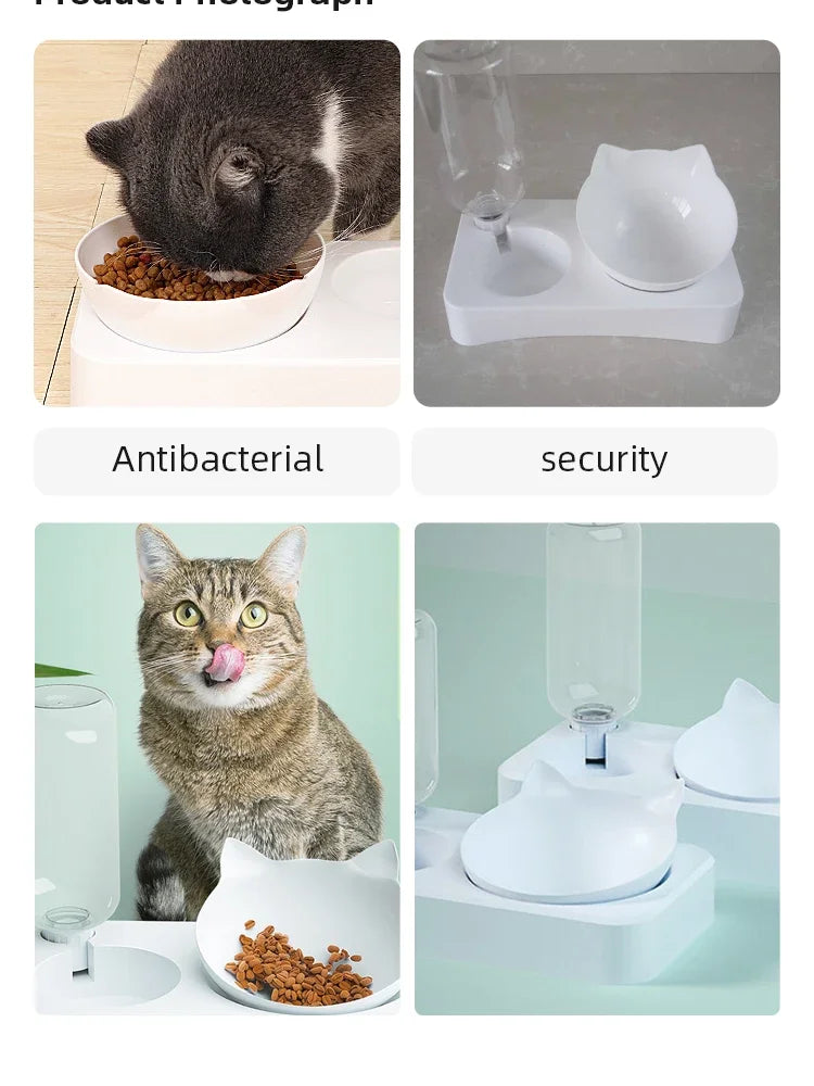 New Pet Bowl 15 Degrees Tilt to Protect Cervical Vertebrae Dog Food Bowl Automatic Drinking Feeder Pet Feeding Supplies