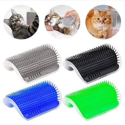 Cat Corner Brush Comb Massager for Cat Arch Plastic Scratcher Remove Hair Comb Grooming with Catnip Cat Self Cleaning Cat Supply