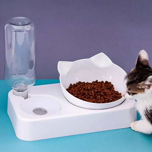 New Pet Bowl 15 Degrees Tilt to Protect Cervical Vertebrae Dog Food Bowl Automatic Drinking Feeder Pet Feeding Supplies