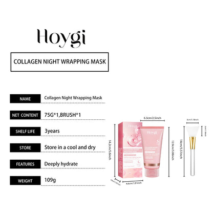 Hydrolyzed Collagen Overnight Facial Mask Wrapping Peel-Off Mask Hydrating Firming Mask for Elasticity Reduces Sagging Dullness