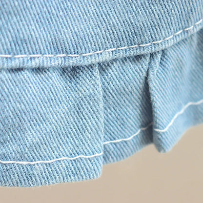 2024 Summer Girls Clothes Children Outwear Shorts With Ruffle Toddler Girl Cool Thin Denim Trousers
